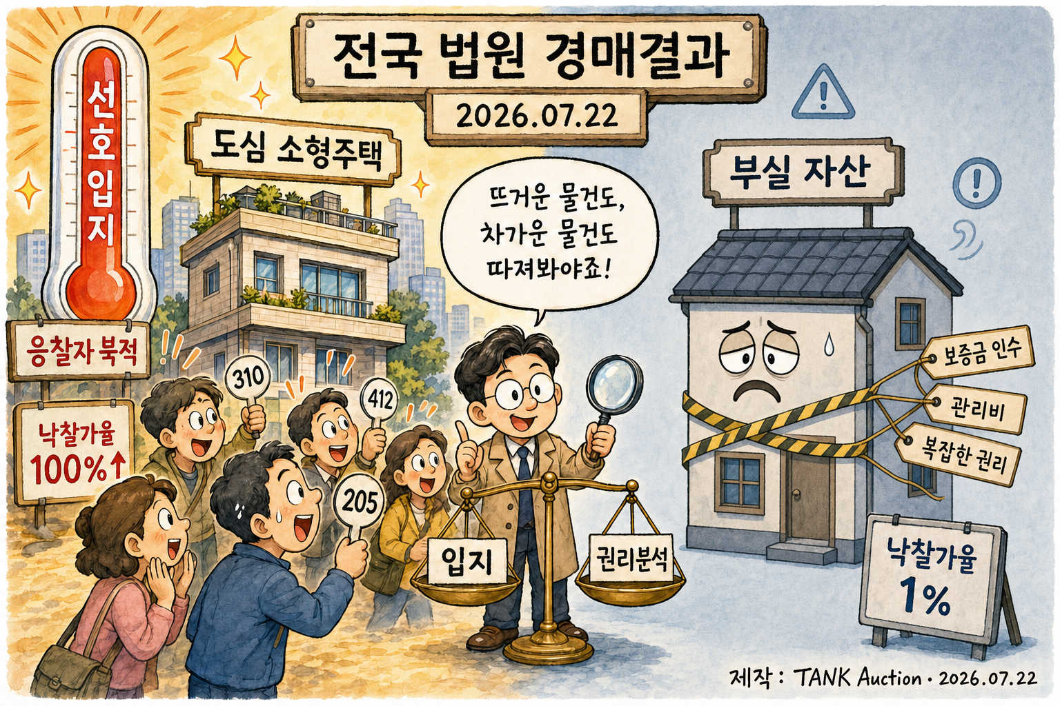 경매시장 온도 차, 입지는 뜨겁고 리스크는 차갑다