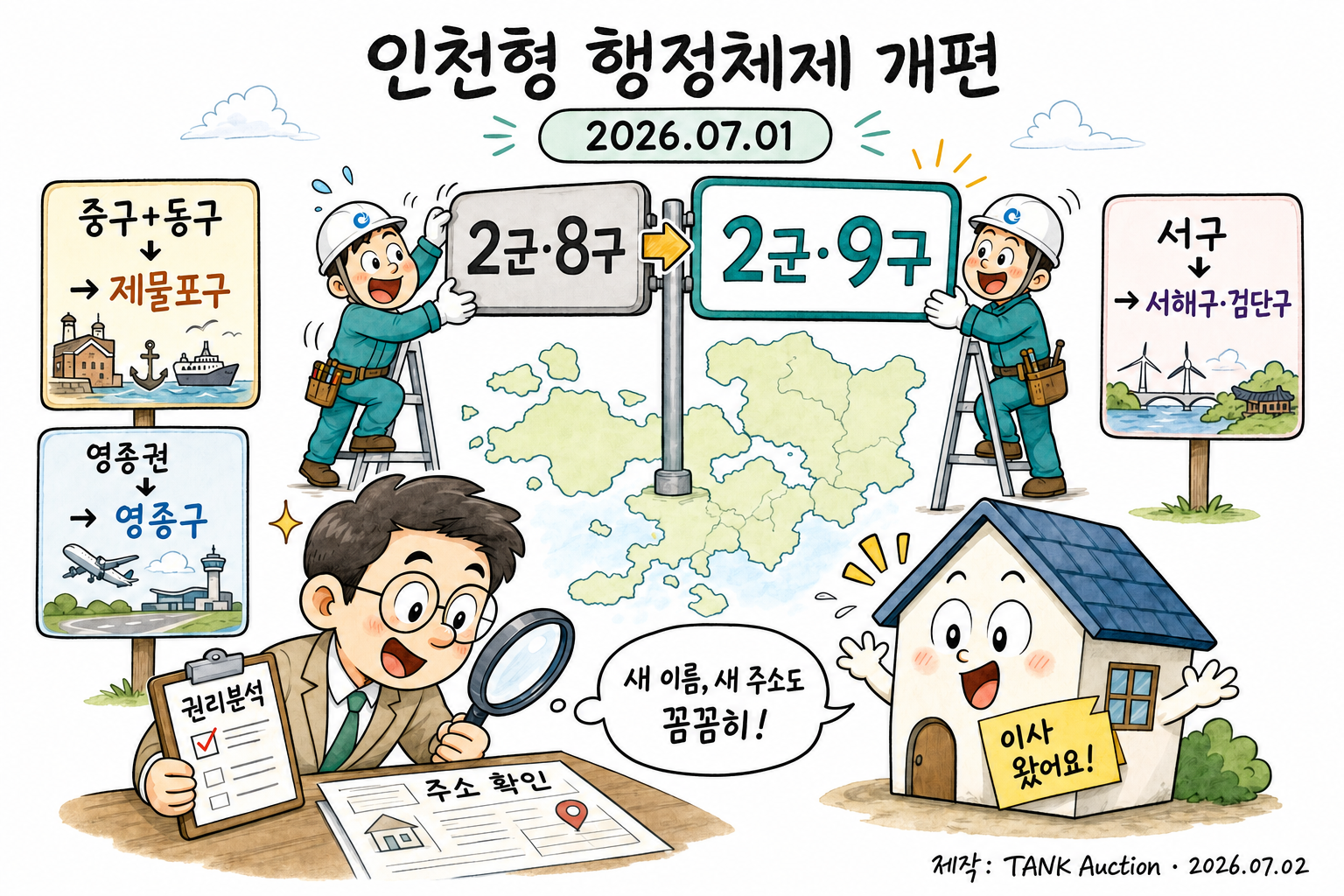 인천 새 이름표, 경매도 주소 확인부터