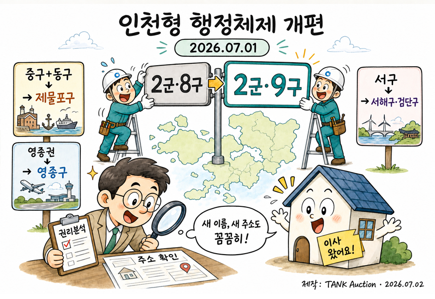인천 새 이름표, 경매도 주소 확인부터