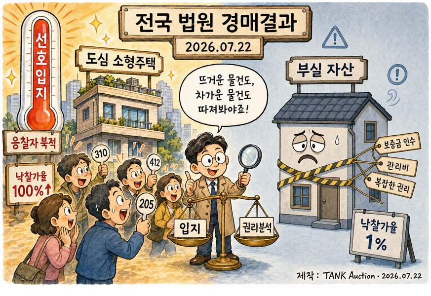 경매시장 온도 차, 입지는 뜨겁고 리스크는 차갑다